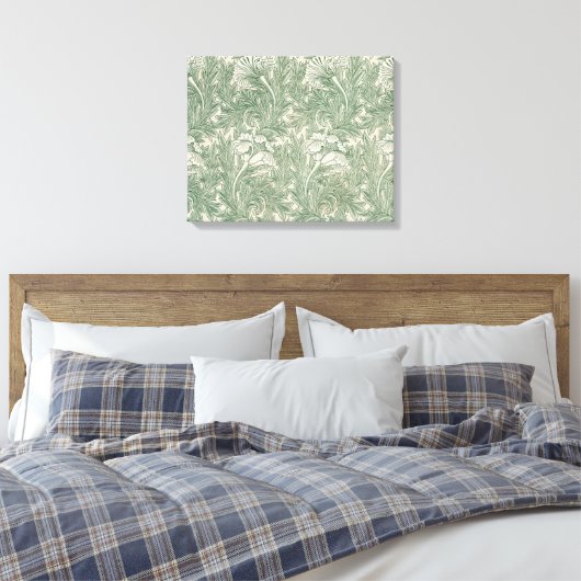 Toile William Morris tulip fond textile vert (Insitu(Chambre))