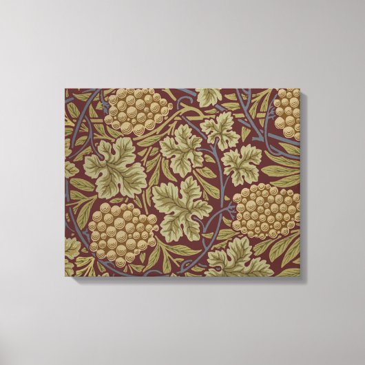 Toile William Morris Vine Grappe Rouge Vert Art (Recto)