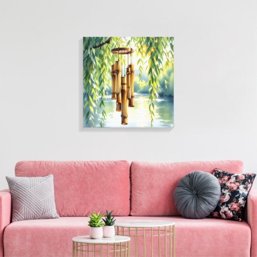 Toile Willow plumant, Windchimes et lac (Insitu(Salon))