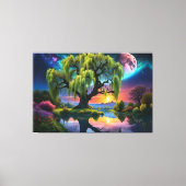 Toile Willow tree under Pleine lune N Starry ciel Sunset (Recto)