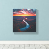 Toile Winding River Through Autumn Forest (Insitu (Plancher de Bois))