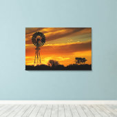 Toile Windmill et Sunset, William Creek, Oodnadatta (Insitu (Plancher de Bois))