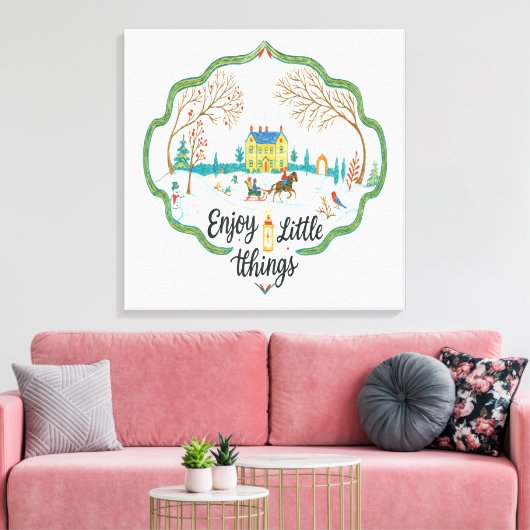 Toile Winter Scene Art  Cozy Snow Landscape Canvas Print (Insitu(Salon))