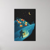 Toile Winter Village Lantern Walk Night Wrapped Canvas A (Recto)