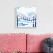 Toile Winter Wonderland Snowy Blue Watercolor Peinture (Insitu(Salon))
