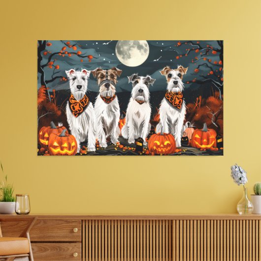 Toile Wirefox Terrier Halloween Éffrayant (Insitu(Salon))