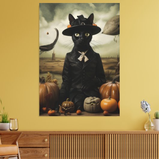 Toile Witch Cat with Pumpkins  (Insitu(Salon))