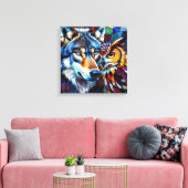 Toile Wolf and Owl Vibrant and Colorful (Insitu(Salon))
