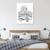 Toile Wolf and Raven black and white design (Insitu(Chambre))