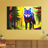 Toile Wolf Bright Forest Animal Neon Dawn sauvage (Insitu(Salon))