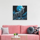 Toile Wolf debout devant la Pleine lune | Art AI (Insitu(Salon))