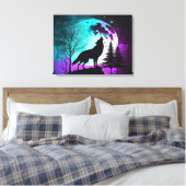Toile Wolf Howling à la lune Galaxy Stars Animal (Insitu(Chambre))