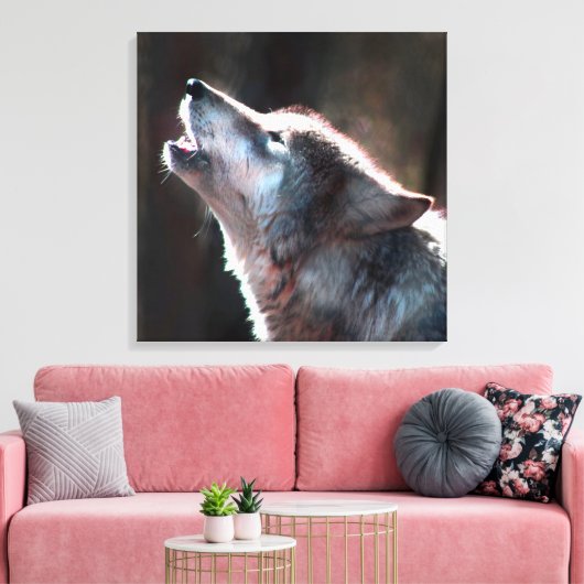 Toile Wolf Howling Loup solitaire (Insitu(Salon))