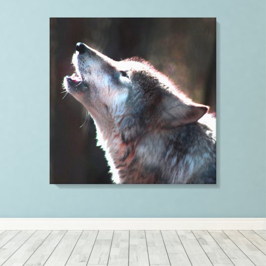 Toile Wolf Howling Loup solitaire (Insitu (Plancher de Bois))