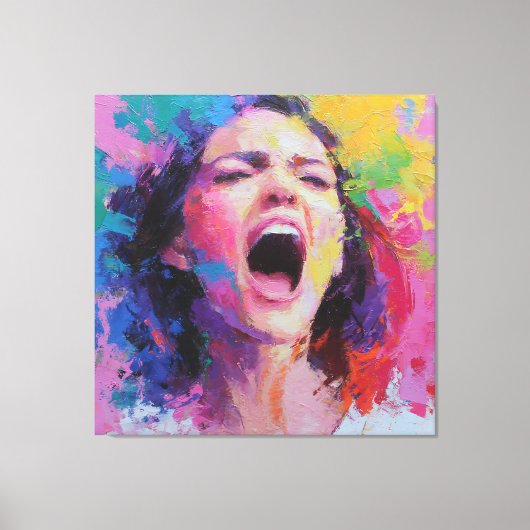 Toile Woman Shouting Abstract Colors Expressive Acrylic (Recto)
