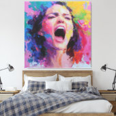 Toile Woman Shouting Abstract Colors Expressive Acrylic (Insitu(Chambre))