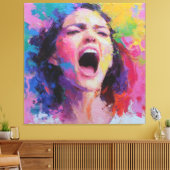 Toile Woman Shouting Abstract Colors Expressive Acrylic (Insitu(Salon))