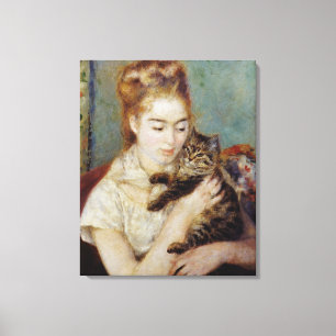 Toile <Woman with a Cat>par Pierre-Auguste Renoir