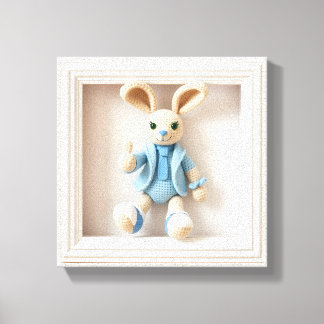 Toile Wonder Wall Art Bunny garçon en bleu