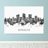 Toile Worcester Massachusetts Skyline BW (Insitu (Plancher de Bois))