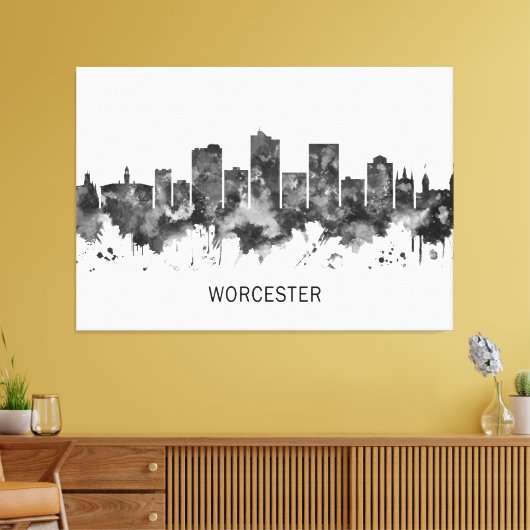 Toile Worcester Massachusetts Skyline BW (Insitu(Salon))