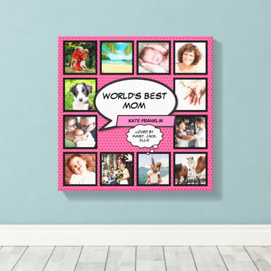 Toile World Best Mom Fun Comic Book Pink Photo (Insitu (Plancher de Bois))