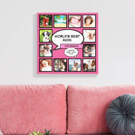 Toile World Best Mom Fun Comic Book Pink Photo (Insitu(Salon))