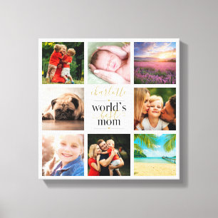 Toile Worlds Best Mom 8 Photo Collage personnalisé