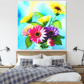 Toile Wow Factor. Vase et fleurs. Couleurs vives (Insitu(Chambre))