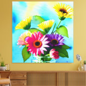Toile Wow Factor. Vase et fleurs. Couleurs vives (Insitu(Salon))