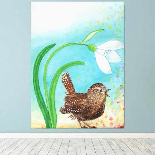 Toile Wren Bird Singing (Insitu (Plancher de Bois))