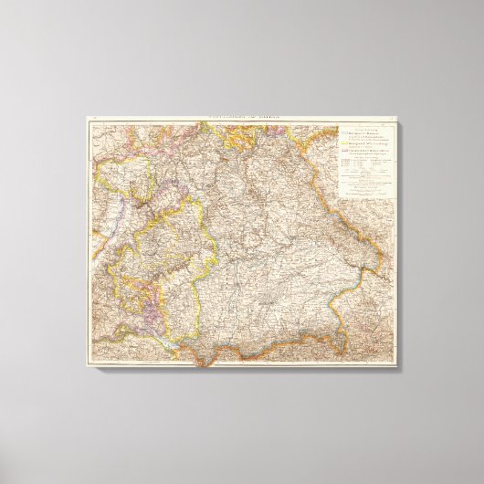 Toile Wurttemberg, Bayern Atlas Carte de l'Allemagne (Recto)