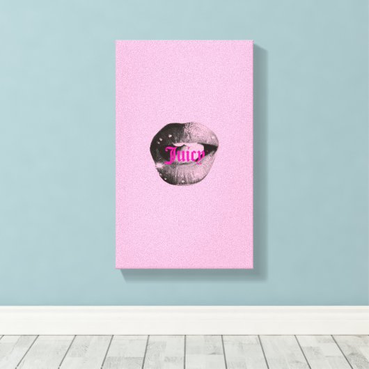 Toile Y2K Lips Portrait – Glossy Aesthetic Pop Art Print (Insitu (Plancher de Bois))