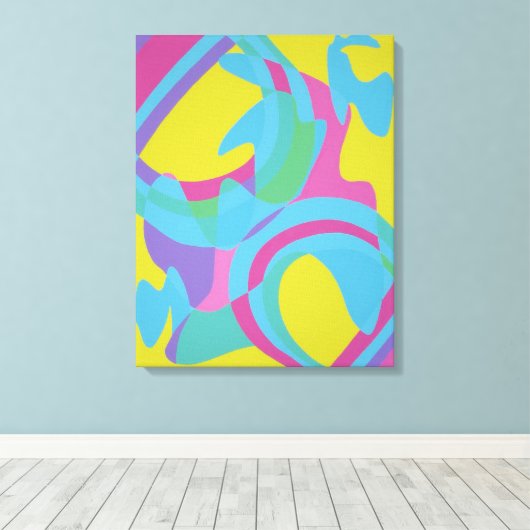 Toile Yellow and Turquoise Motion Abstract Canvas Print (Insitu (Plancher de Bois))
