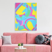 Toile Yellow and Turquoise Motion Abstract Canvas Print (Insitu(Salon))