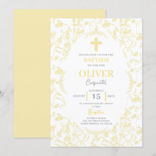 Toile yellow Baptism Kaart