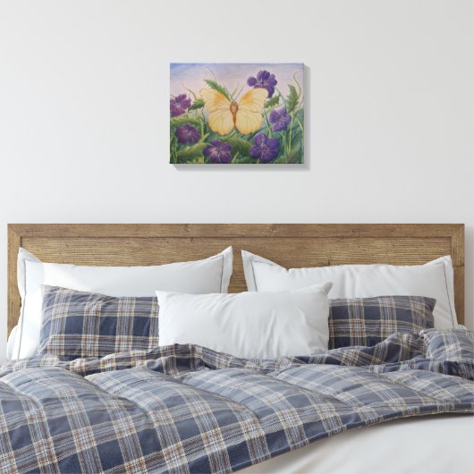 Toile Yellow Butterfly With Flowers (Insitu(Chambre))