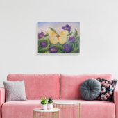 Toile Yellow Butterfly With Flowers (Insitu(Salon))