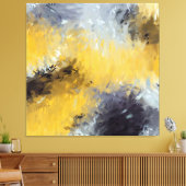 Toile Yellow Gray White Abstract Brushstrokes (Insitu(Salon))
