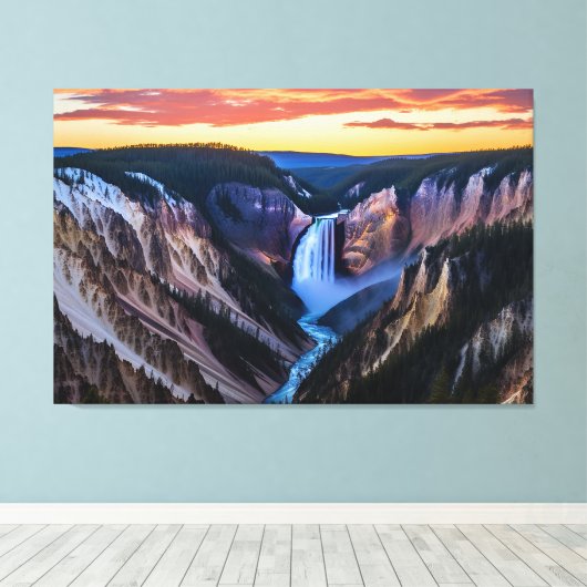 Toile Yellowstone Falls Canvas (Insitu (Plancher de Bois))