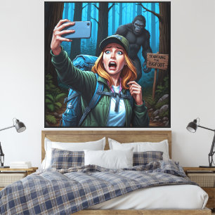 Toile Yeti Bigfoot Sasquatch Selfie Forêt