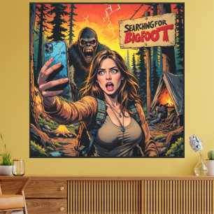 Toile Yeti Bigfoot Sasquatch Selfie Mont Everest Néon