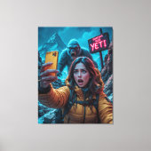 Toile Yeti Bigfoot Sasquatch Selfie Mont Everest Neon (Recto)
