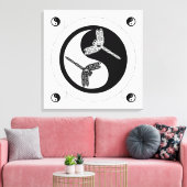 Toile Yin Yang Chiffre noir et blanc 8 libellules (Insitu(Salon))