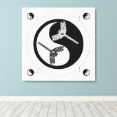 Toile Yin Yang Chiffre noir et blanc 8 libellules (Insitu (Plancher de Bois))