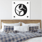 Toile Yin Yang Chiffre noir et blanc 8 libellules (Insitu(Chambre))