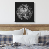 Toile Yin Yang Dragons, gris et noir (Insitu(Chambre))
