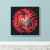 Toile Yin Yang Dragons, red and black (Insitu (Plancher de Bois))