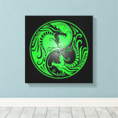 Toile Yin Yang Dragons, vert et noir (Insitu (Plancher de Bois))