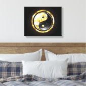 Toile Yin Yang or en noir sur fond noir (Insitu(Chambre))